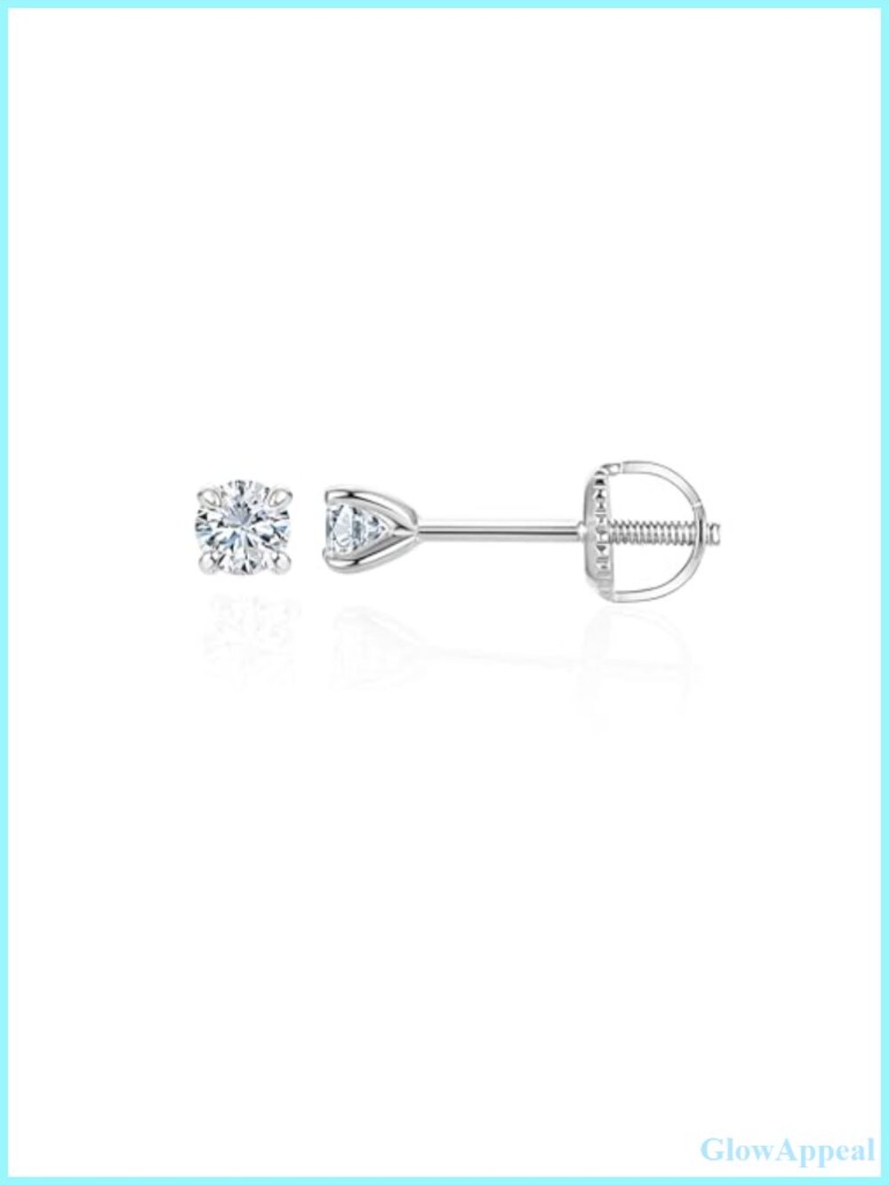 Lab Grown Diamond Stud Earrings 925 Sterling Silver Screw Back